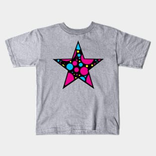 Black and Multicolor Polka Dot Star Kids T-Shirt